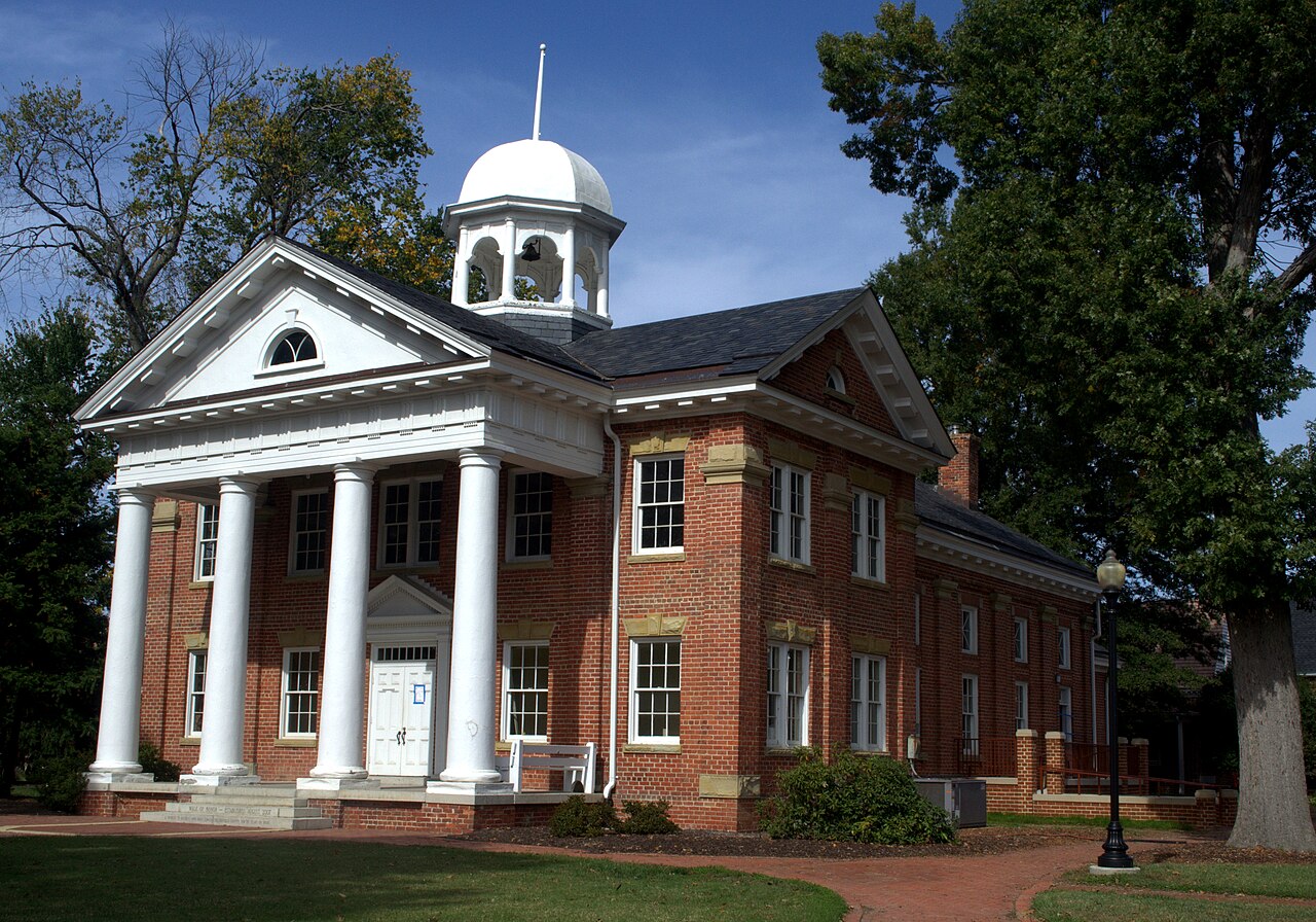 White columns and cupola on the historic Chesterfield courthouse