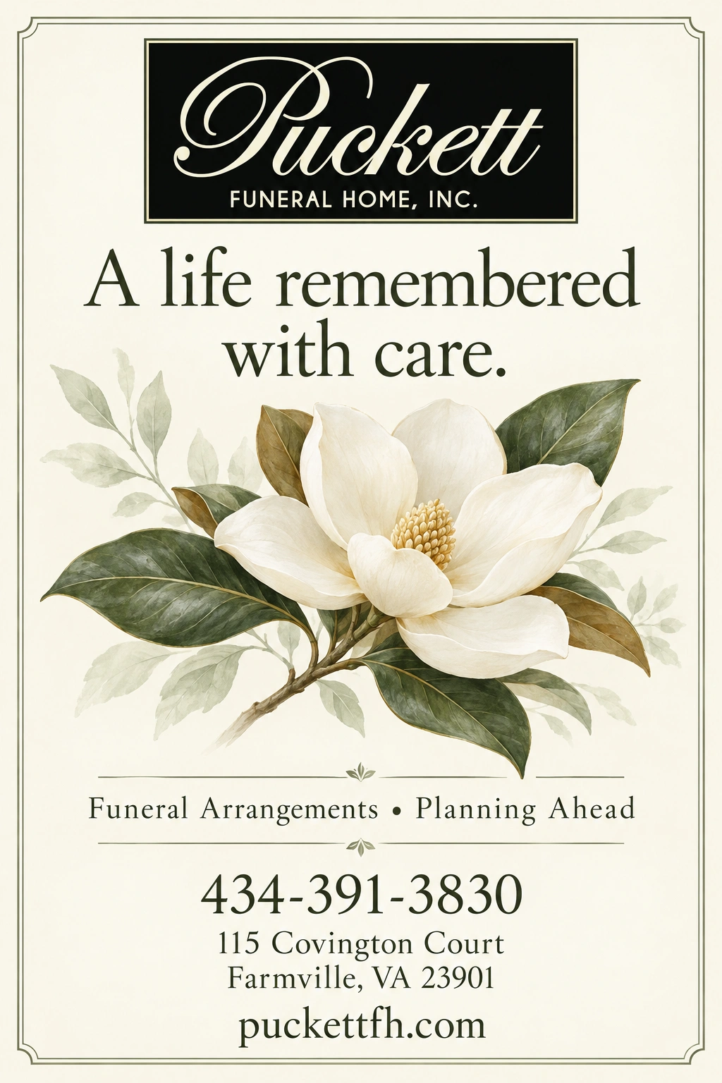 Puckett Funeral Home — illustrative campaign advertisement 1