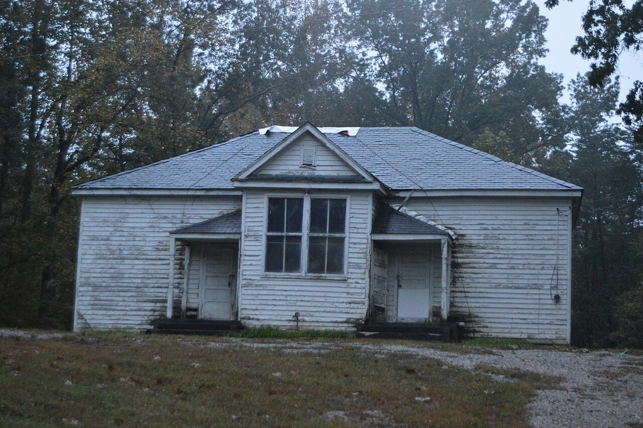 White wooden former Pine Grove Elementary School