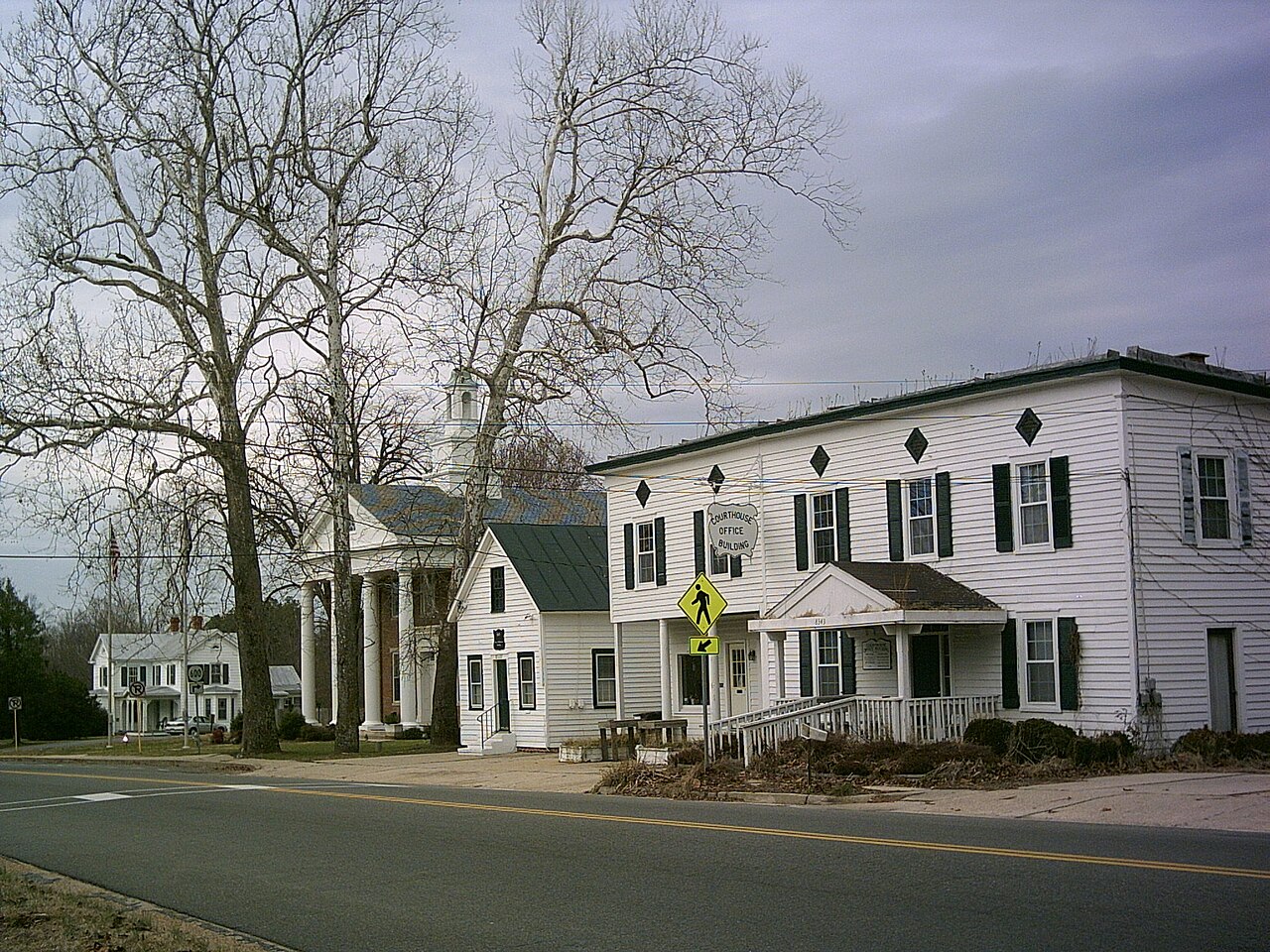 Historic buildings beside the road in central Lancaster